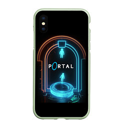 Чехол iPhone XS Max матовый Portal neon style logo, цвет: 3D-салатовый