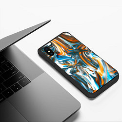 Чехол iPhone XS Max матовый Иллюзия смешанных абстрактных красок, цвет: 3D-черный — фото 2