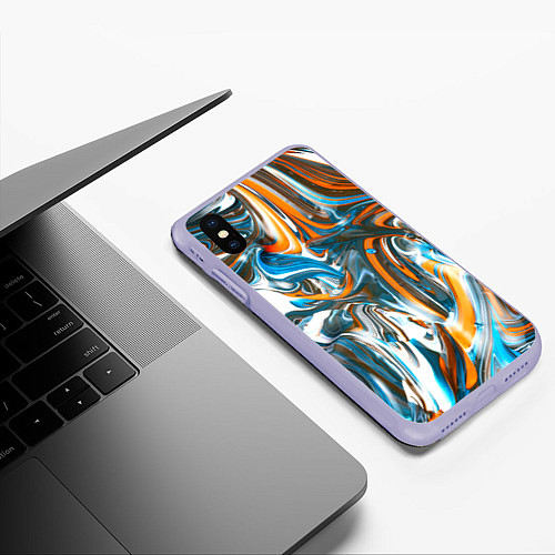 Чехол iPhone XS Max матовый Иллюзия смешанных абстрактных красок / 3D-Светло-сиреневый – фото 3