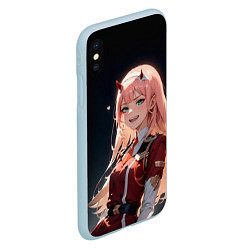 Чехол iPhone XS Max матовый Милый во франксе - zero two, цвет: 3D-голубой — фото 2