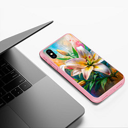 Чехол iPhone XS Max матовый Лилии абстракция гранж, цвет: 3D-баблгам — фото 2