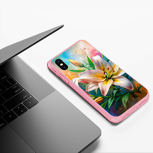 Чехол iPhone XS Max матовый Лилии абстракция гранж / 3D-Баблгам – фото 3