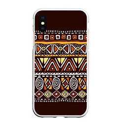 Чехол iPhone XS Max матовый Африканский традиционный орнамент, цвет: 3D-белый