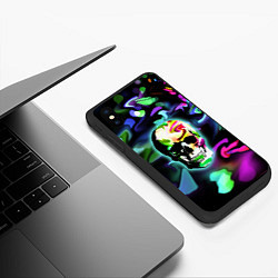 Чехол iPhone XS Max матовый Цветной череп, цвет: 3D-черный — фото 2