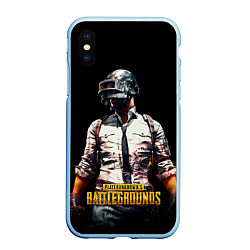 Чехол iPhone XS Max матовый PUBG игрок на закате черный фон