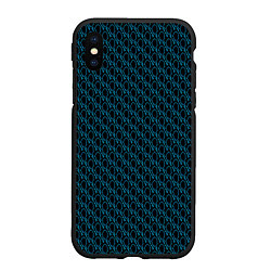 Чехол iPhone XS Max матовый Чёрно-синий паттерн узор, цвет: 3D-черный