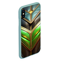 Чехол iPhone XS Max матовый Футуристичная объемная текстура из кожи, цвет: 3D-мятный — фото 2