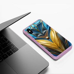 Чехол iPhone XS Max матовый Объемная футуристичная объемная текстура из кожи, цвет: 3D-сиреневый — фото 2