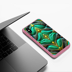 Чехол iPhone XS Max матовый Объемная футуристичная текстура из кожи, цвет: 3D-малиновый — фото 2