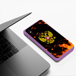 Чехол iPhone XS Max матовый Россия огненные краски, цвет: 3D-фиолетовый — фото 2