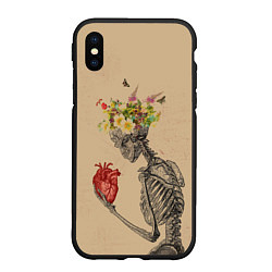 Чехол iPhone XS Max матовый Bone and heart, цвет: 3D-черный