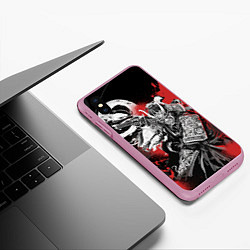 Чехол iPhone XS Max матовый Самурай змей, цвет: 3D-розовый — фото 2