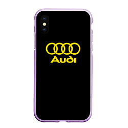 Чехол iPhone XS Max матовый Audi logo yellow, цвет: 3D-сиреневый