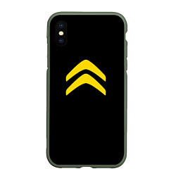 Чехол iPhone XS Max матовый Citroen logo yellow, цвет: 3D-темно-зеленый