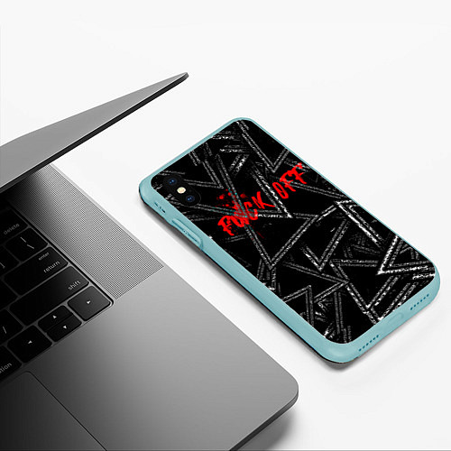 Чехол iPhone XS Max матовый F*ck off / 3D-Мятный – фото 3