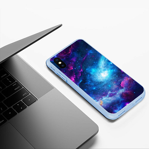 Чехол iPhone XS Max матовый Комета / 3D-Голубой – фото 3