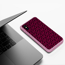 Чехол iPhone XS Max матовый Linkin park pink logo, цвет: 3D-розовый — фото 2