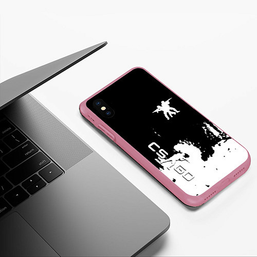 Чехол iPhone XS Max матовый Контра белые лого / 3D-Малиновый – фото 3