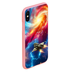 Чехол iPhone XS Max матовый Космолёт в неоновом космосе, цвет: 3D-баблгам — фото 2