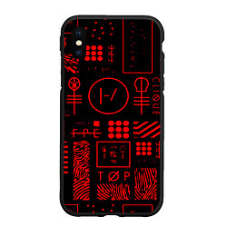 Чехол iPhone XS Max матовый Twenty one pilots pattern rock, цвет: 3D-черный