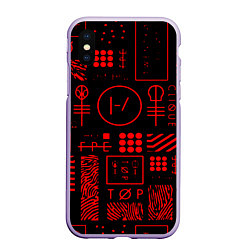 Чехол iPhone XS Max матовый Twenty one pilots pattern rock, цвет: 3D-светло-сиреневый