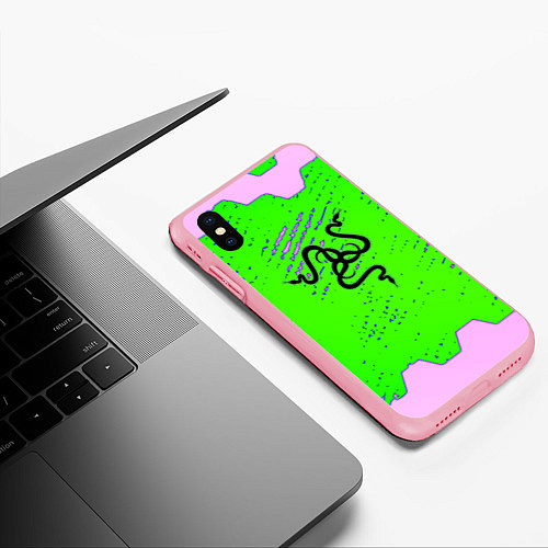 Чехол iPhone XS Max матовый Razer pattern geometry / 3D-Баблгам – фото 3