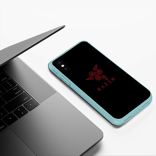 Чехол iPhone XS Max матовый Razer red logo / 3D-Мятный – фото 3