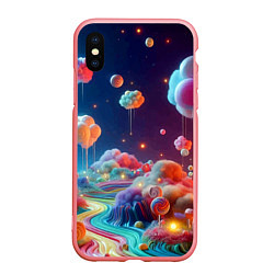 Чехол iPhone XS Max матовый Planet chupa chups - neon glow, цвет: 3D-баблгам