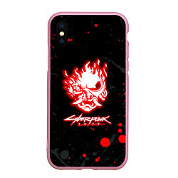 Чехол iPhone XS Max матовый Samurai flame logo, цвет: 3D-розовый