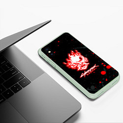 Чехол iPhone XS Max матовый Samurai flame logo, цвет: 3D-салатовый — фото 2