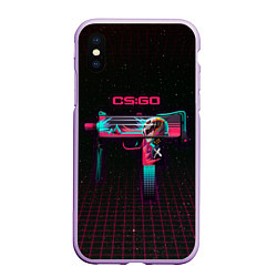 Чехол iPhone XS Max матовый MAC-10 Neon Rider - CS:GO, цвет: 3D-сиреневый