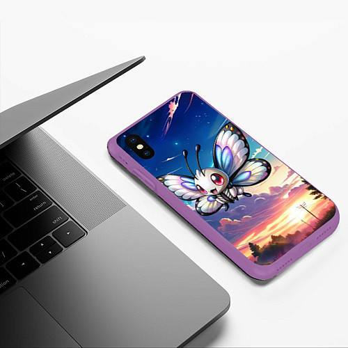 Чехол iPhone XS Max матовый Pokemon butterfree / 3D-Фиолетовый – фото 3