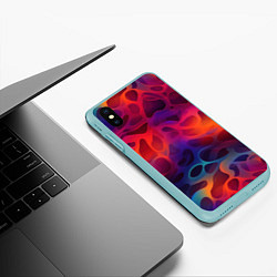 Чехол iPhone XS Max матовый Паттерн неоновой волны, цвет: 3D-мятный — фото 2