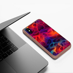 Чехол iPhone XS Max матовый Паттерн неоновой волны, цвет: 3D-коричневый — фото 2