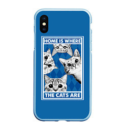 Чехол iPhone XS Max матовый Home is where the cats are, цвет: 3D-голубой