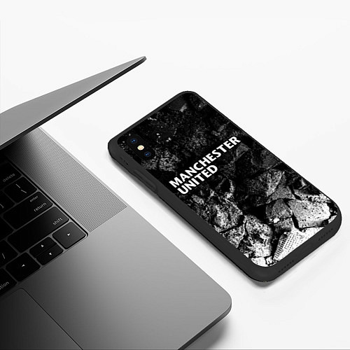 Чехол iPhone XS Max матовый Manchester United black graphite / 3D-Черный – фото 3