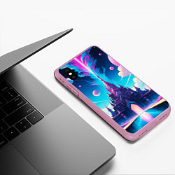 Чехол iPhone XS Max матовый Сказочный город - пейзаж, цвет: 3D-розовый — фото 2