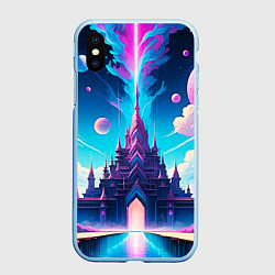 Чехол iPhone XS Max матовый Сказочный город - пейзаж, цвет: 3D-голубой