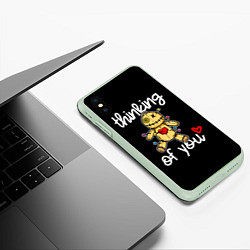 Чехол iPhone XS Max матовый Думаю о тебе - кукла вуду, цвет: 3D-салатовый — фото 2