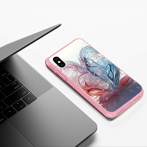 Чехол iPhone XS Max матовый Сердце - плазменная текстура / 3D-Баблгам – фото 3