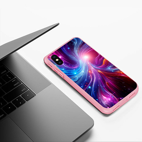 Чехол iPhone XS Max матовый Неоновая абстракция - нейросеть / 3D-Баблгам – фото 3