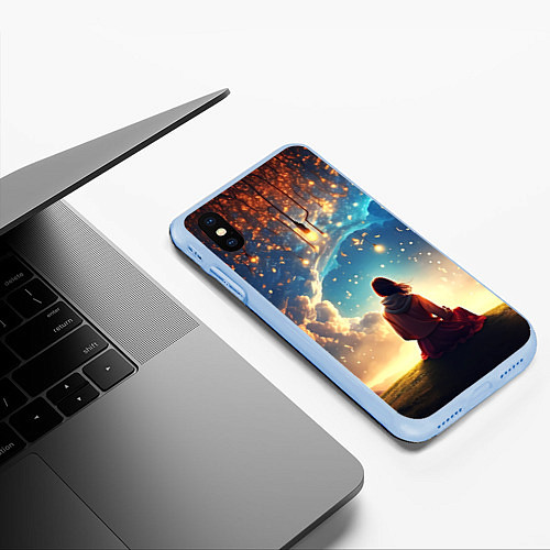 Чехол iPhone XS Max матовый Небесный пейзаж - сюрреализм / 3D-Голубой – фото 3