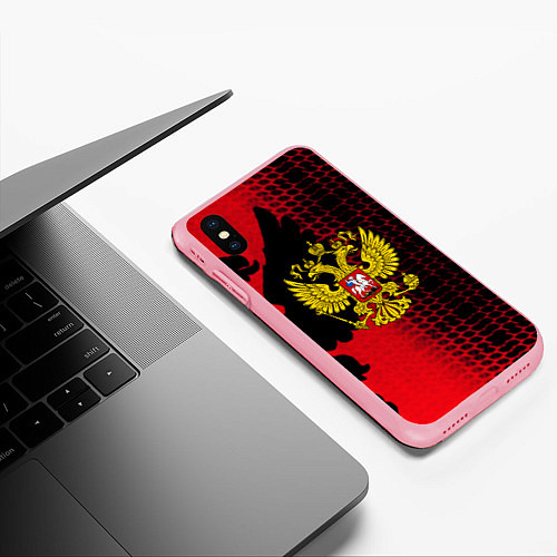 Чехол iPhone XS Max матовый Россия герб патриотический стиль / 3D-Баблгам – фото 3