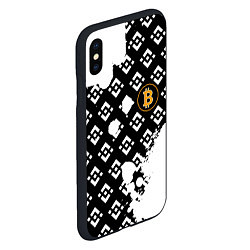 Чехол iPhone XS Max матовый Bitcoin pattern binance, цвет: 3D-черный — фото 2