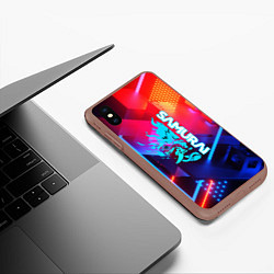 Чехол iPhone XS Max матовый Samurai neon game, цвет: 3D-коричневый — фото 2