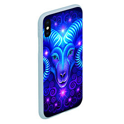 Чехол iPhone XS Max матовый Знак зодиака овен, цвет: 3D-голубой — фото 2