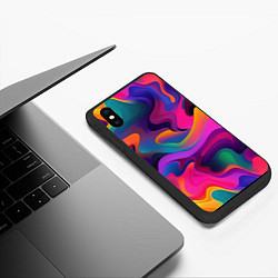 Чехол iPhone XS Max матовый Неоновые формы, цвет: 3D-черный — фото 2