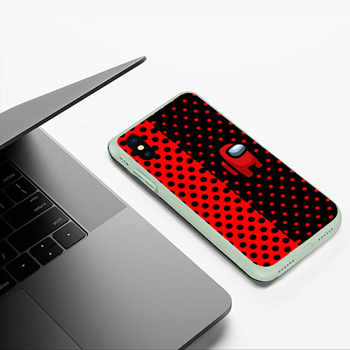 Чехол iPhone XS Max матовый Among us geometry dot / 3D-Салатовый – фото 3