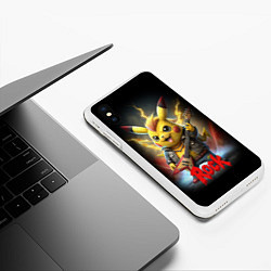 Чехол iPhone XS Max матовый Рок звезда Пикачу с электрогитарой, цвет: 3D-белый — фото 2