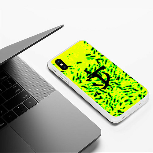 Чехол iPhone XS Max матовый Doom кислотный стиль лого / 3D-Белый – фото 3